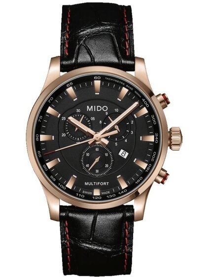 MULTIFORT Quartz Chronograph rosé, Lederarmband