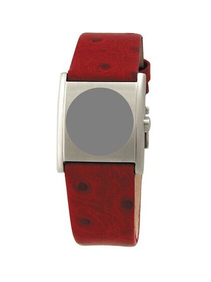 Red leather with ostrich patte