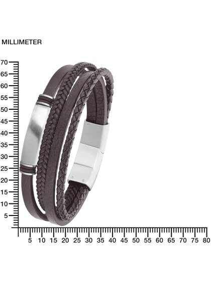 Herrenarmband Edelstahl Leder-Armband, s Herren Oliver 2022621,