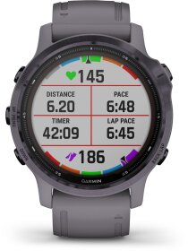Garmin FENIX 6S PRO SOLAR m. silikon-armband 20mm, Dunkelgrau