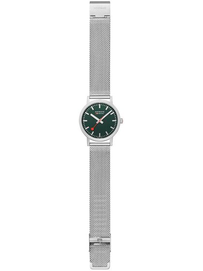 MONDAINE Classic 36 mm, gebürstet, grün, Milanese, A6603031460SBJ ☆ S