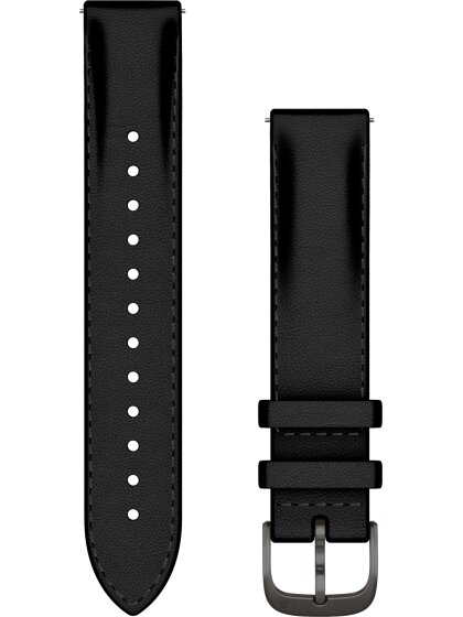 Original Garmin Quick-Relase 18 mm, Leder, schwarz, Schließe - Edelstahl schiefergrau