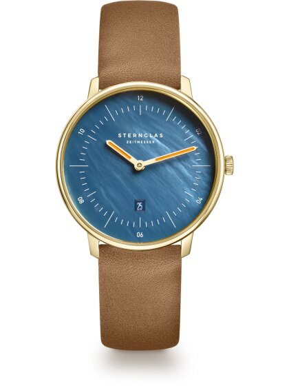 NAOS XS Edition Perlmutt dunkelblau Leder camel
