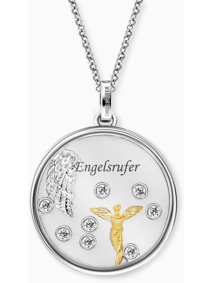 Kette Glaslinse Engel Bicolor mit Zirkonia
