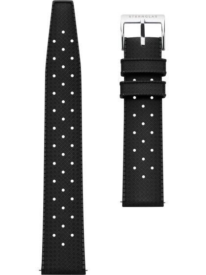 Kautschuk 20mm schwarz Schließe silber matt