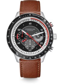 TACHYMETER 2.0 schwarz silber Band Modena braun