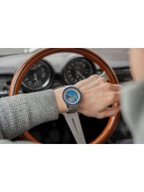 TACHYMETER 2.0 dunkelblau Metallarmband