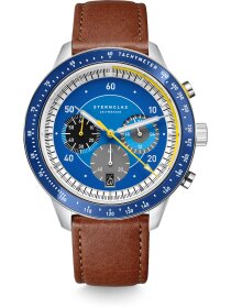 TACHYMETER 2.0 dunkelblau Band Modena braun