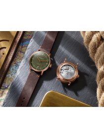 NAOS Automatik dunkelgrün bronze Band Vintage mokka