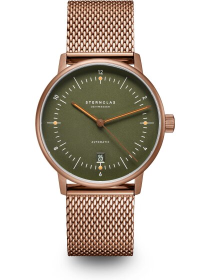 NAOS Automatik dunkelgrün bronze Band Milanaise