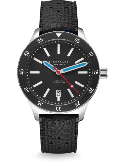 MARUS 2.0 schwarz-silber Band Kautschuk schwarz