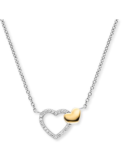 Kette Herzen Bicolor Silber mit Zirkonia