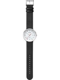 Doppio Big SOLAR 41 mm silberf. Leder schwarz
