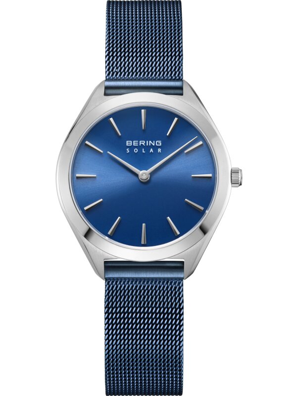 BERING Damenuhr Solar blau Milanese-Band 17331307 ☆ Damenuhr Solar