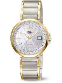 Damenuhr Solar bicolor mit Perlmutt