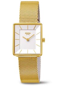 Damenuhr Quarz eckig Titan goldf.