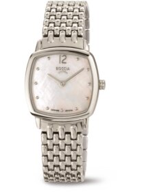 Damenuhr eckig silber mit Perlmutt