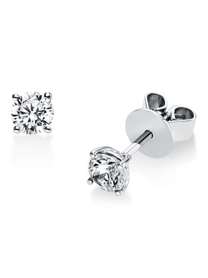 0,50 ct -Diamant Solitaire Ohrstecker Paar, 4er Krappenfassung, Platin 950/ooo, Brillanten - River D - IF Lupenrein