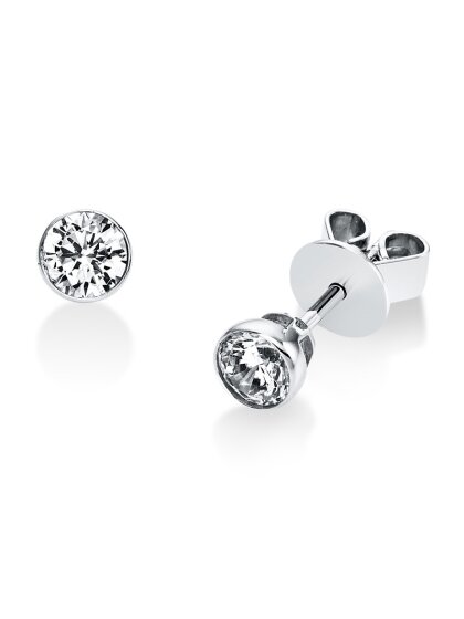 0,50 ct -Diamant Solitaire Ohrstecker Paar, Zargenfassung, Weißgold 585/ooo 14K, Brillanten - River D - IF Lupenrein