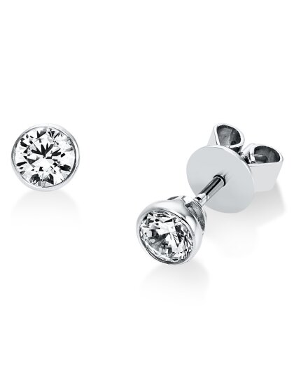 0,60 ct -Diamant Solitaire Ohrstecker Paar, Zargenfassung, Weißgold 750/ooo 18K, Brillanten - River D - IF Lupenrein