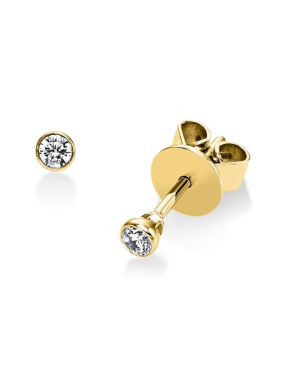 0,10 ct -Diamant Solitaire Ohrstecker Paar, Zargenfassung Gelbgold