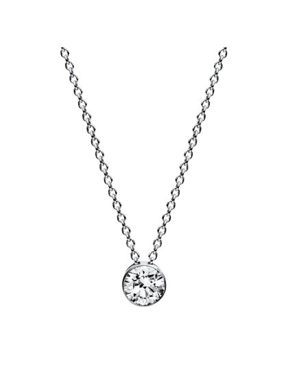 0,30 ct -Diamant Solitaire Collier, Zargenfassung, Weißgold 585/ooo 14K, Brillant - Top-Wesselton - VS1