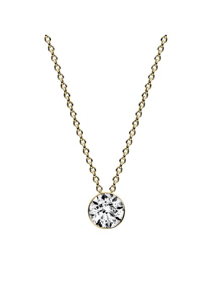 0,50 ct -Diamant Solitaire Collier, Zargenfassung, Gelbgold 585/ooo 14K, Brillant -River E - IF Lupenrein