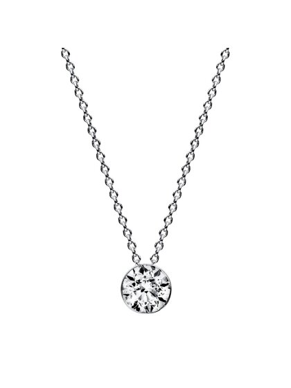 0,50 ct -Diamant Solitaire Collier, Zargenfassung, Platin 950/ooo, Brillant - Top-Wesselton - SI1