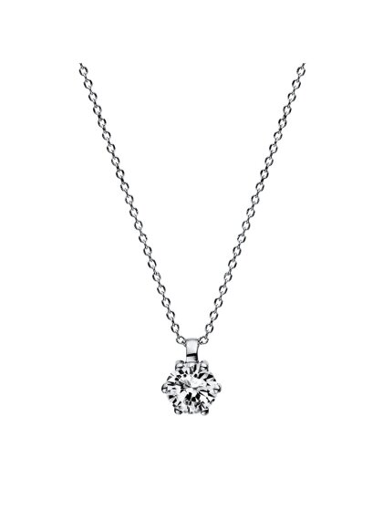 0,25 ct -Diamant Solitaire Collier, 6er Krappenfassung, Weißgold 750/ooo 18K, Brillant -River D - IF Lupenrein