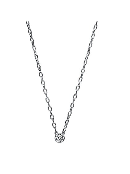 0,05 ct -Diamant Solitaire Collier, Zargenfassung, Platin 950/ooo, Brillant - Top-Wesselton - VS1