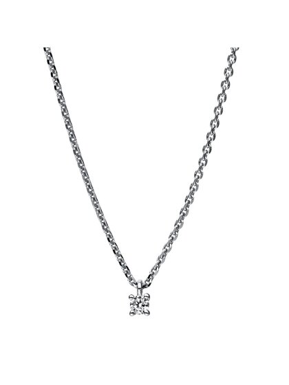 0,05 ct -Diamant Solitaire Collier, 4er Eck-Krappenfassung, Platin 950/ooo, Brillant -River E - IF Lupenrein