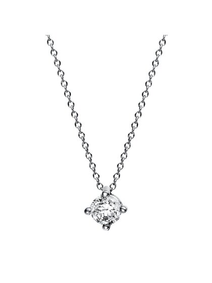 0,40 ct -Diamant Solitaire Collier, 4er Kreuz-Krappenfassung, Platin o. Weißgold