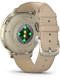 Venu® 4 - 41 mm Beige/Lunargold mit Schnellwechsel-Leder-Armband 18 mm Heller Sand