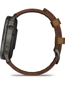 Venu® 4 - 45 mm Schwarz/Schiefergrau mit Schnellwechsel-Leder-Armband 22 mm Dunkelbraun