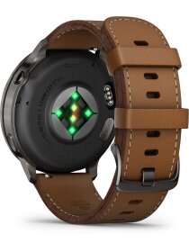 Venu® 4 - 45 mm Schwarz/Schiefergrau mit Schnellwechsel-Leder-Armband 22 mm Dunkelbraun