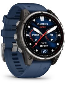 quatix® 8 Pro - 47 mm Schwarz/Titanium Titan mit QuickFit®-Silikon-Armband 22 mm Kapitänsblau