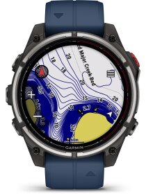 quatix® 8 Pro - 47 mm Schwarz/Titanium Titan mit QuickFit®-Silikon-Armband 22 mm Kapitänsblau