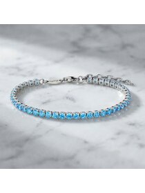 Armband 925 Silber Shiny Tennis mit Zirkonia blau