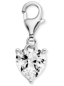 Charm Silber Herz Shiny mit Zirkonia