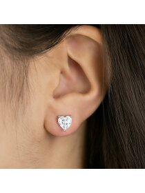 Ohrstecker 925 Silber Herz Shiny mit Zirkonia