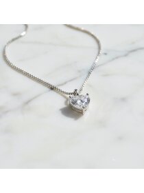 Halskette 925 Silber Herz Shiny mit Zirkonia