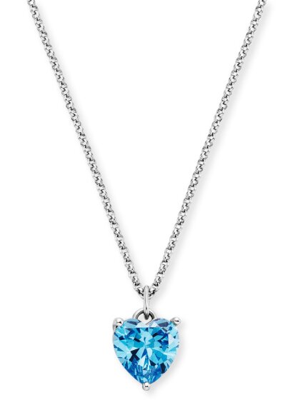 Halskette 925 Silber Herz Shiny Zirkonia blau