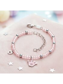 Mädchenarmband Armband Glitzerkrone, Glasperlen,...