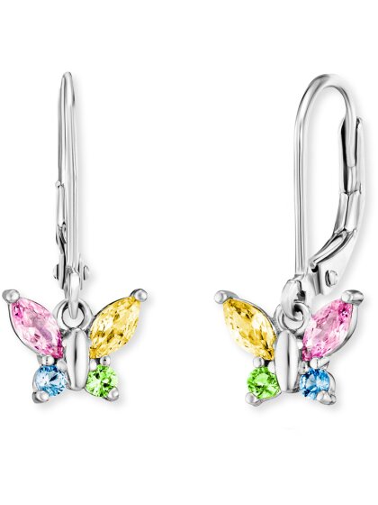 Mädchen Ohrhänger Edelstahl Schmetterling mit Zirkonia