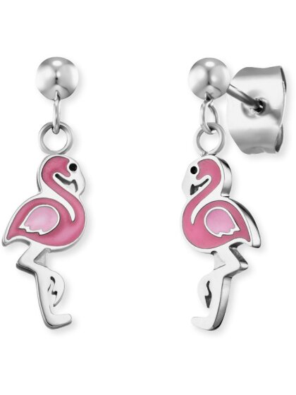 Mädchen Ohrstecker Flamingo Edelstahl mit Emaille