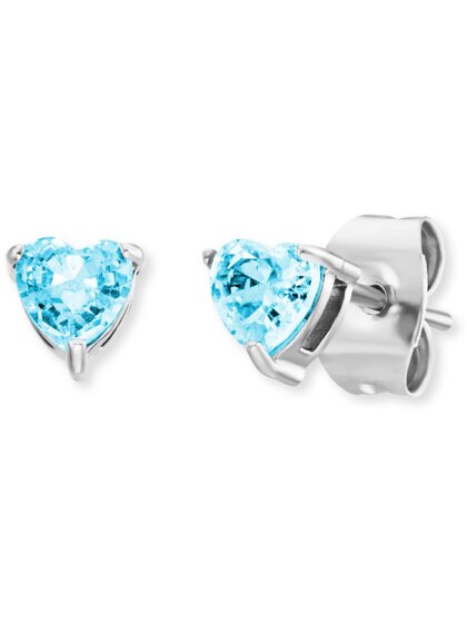 Mädchen Ohrstecker Edelstahl Herz mit Zirkonia blau