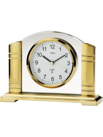 Tischuhr Funk Metallgehäuse goldf. mit geschliffenem...