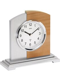 Tischuhr Funk Kernbuche/Aluminium-Applikationen auf...
