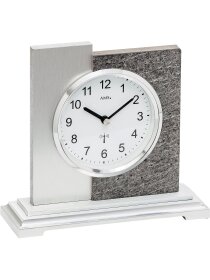 Tischuhr Funk Metallsockel/Holzgehäuse...