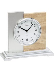 Tischuhr Funk Metallsockel/Holzgehäuse...